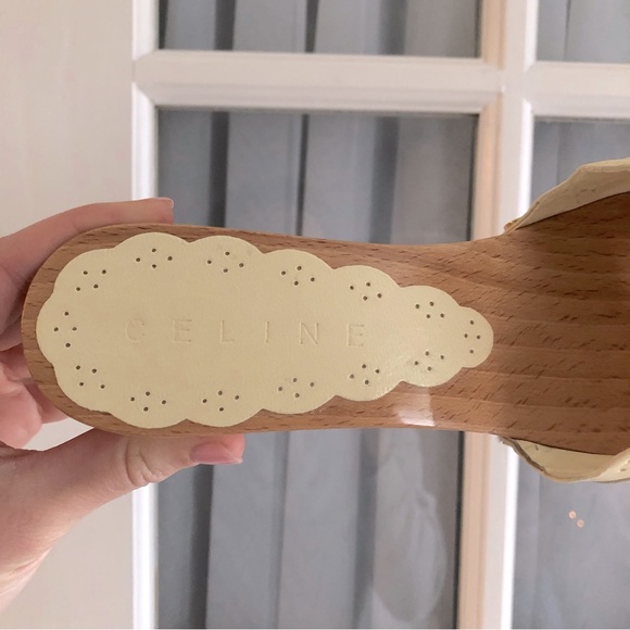 CELINE Ivory/Cream Wooden Heels with Bow - Picture 6 of 15
